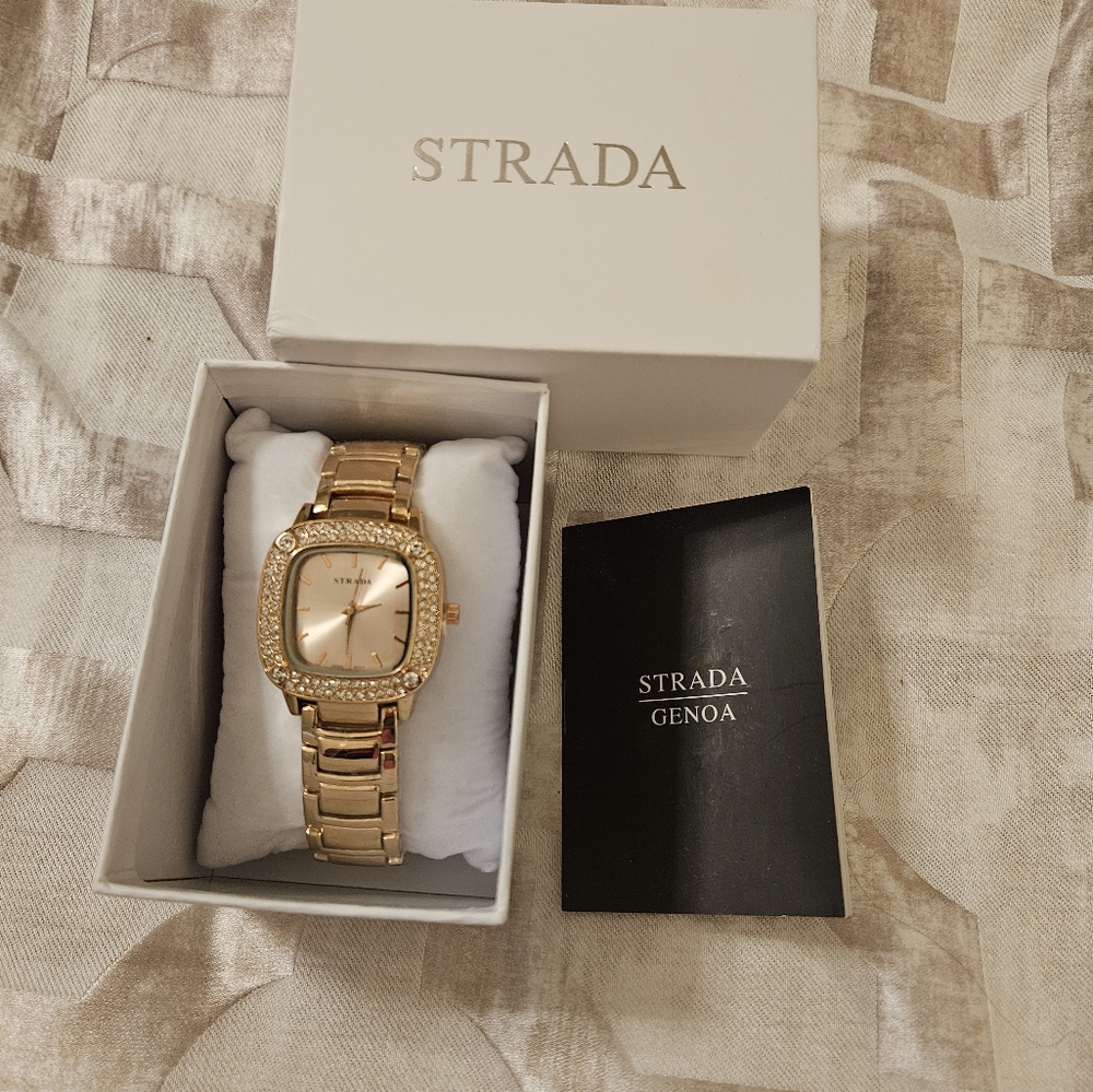 New in Box STRADA Gold Tone Watch